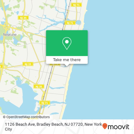 Mapa de 1126 Beach Ave, Bradley Beach, NJ 07720