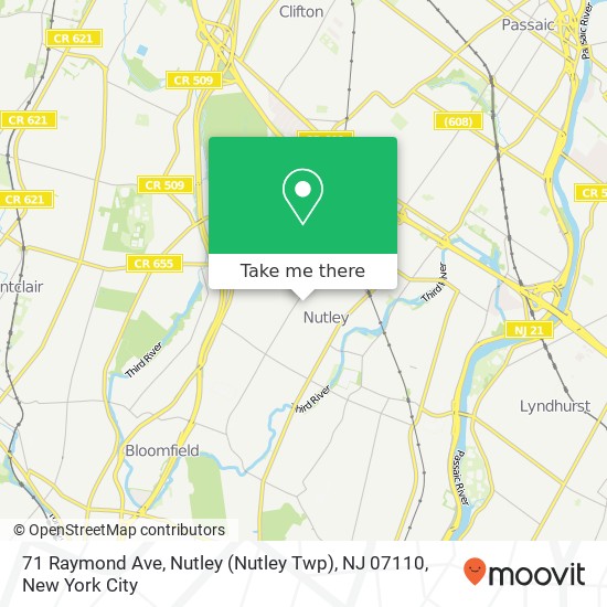 71 Raymond Ave, Nutley (Nutley Twp), NJ 07110 map