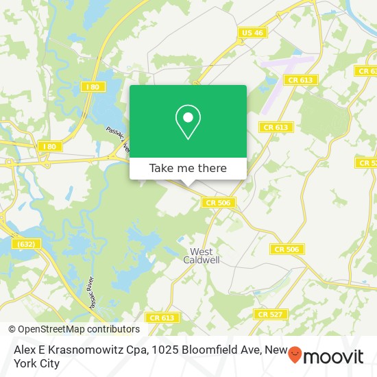 Alex E Krasnomowitz Cpa, 1025 Bloomfield Ave map