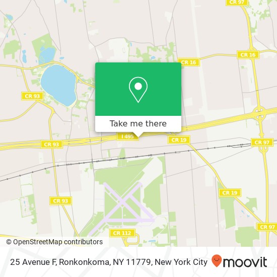 Mapa de 25 Avenue F, Ronkonkoma, NY 11779