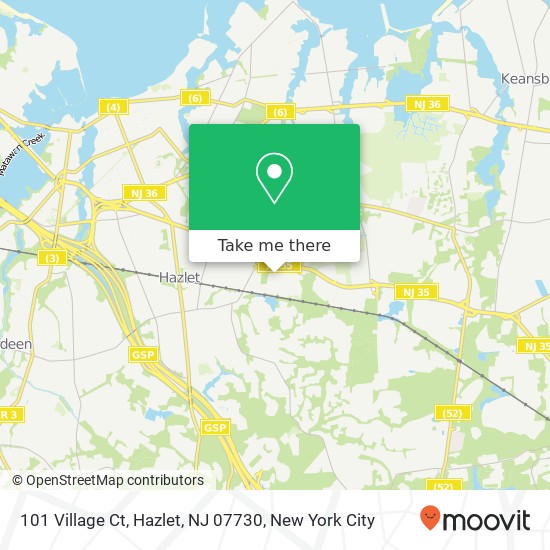 Mapa de 101 Village Ct, Hazlet, NJ 07730