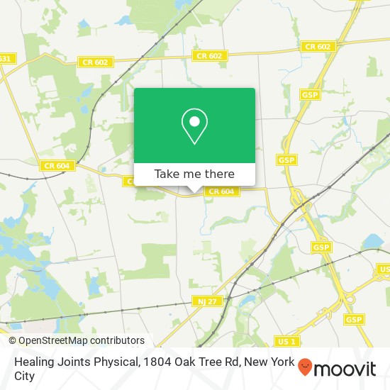 Mapa de Healing Joints Physical, 1804 Oak Tree Rd