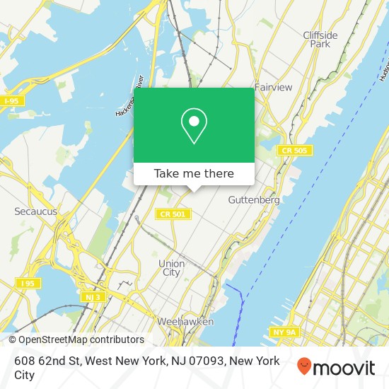 Mapa de 608 62nd St, West New York, NJ 07093
