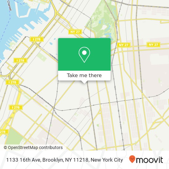 Mapa de 1133 16th Ave, Brooklyn, NY 11218