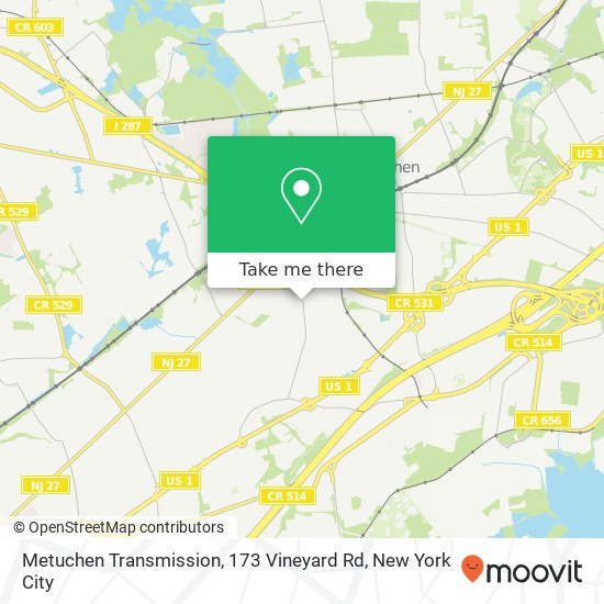 Mapa de Metuchen Transmission, 173 Vineyard Rd