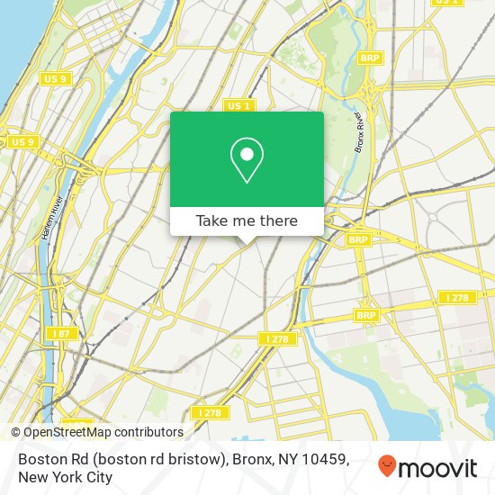 Mapa de Boston Rd (boston rd bristow), Bronx, NY 10459