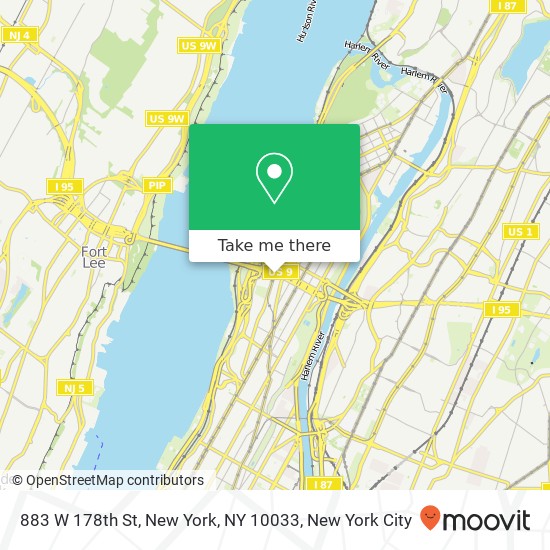 Mapa de 883 W 178th St, New York, NY 10033