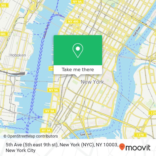 Mapa de 5th Ave (5th east 9th st), New York (NYC), NY 10003
