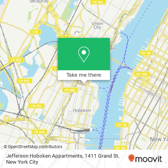 Mapa de Jefferson Hoboken Appartments, 1411 Grand St