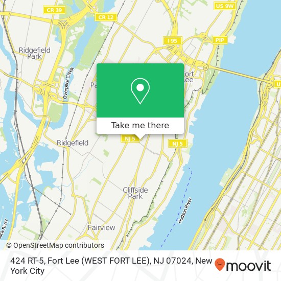 424 RT-5, Fort Lee (WEST FORT LEE), NJ 07024 map