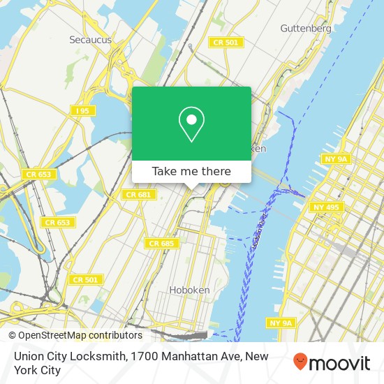 Mapa de Union City Locksmith, 1700 Manhattan Ave