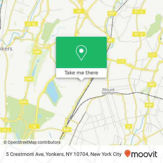 Mapa de 5 Crestmont Ave, Yonkers, NY 10704