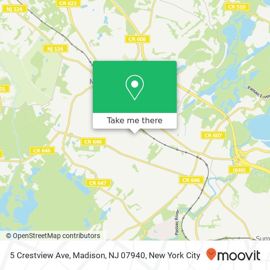 Mapa de 5 Crestview Ave, Madison, NJ 07940