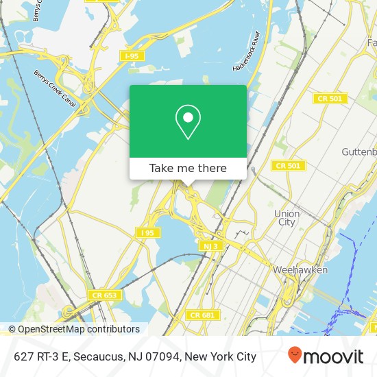 Mapa de 627 RT-3 E, Secaucus, NJ 07094