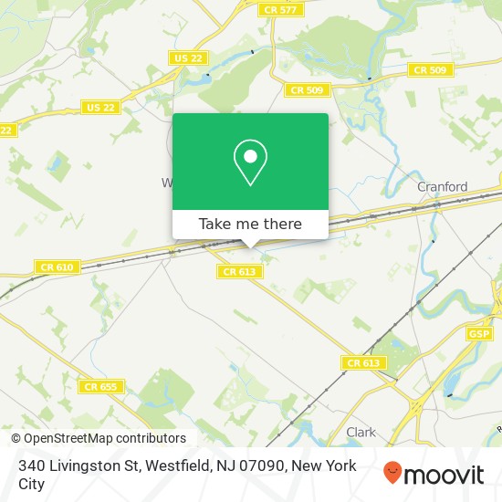 Mapa de 340 Livingston St, Westfield, NJ 07090