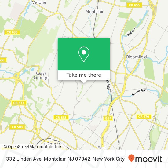 Mapa de 332 Linden Ave, Montclair, NJ 07042