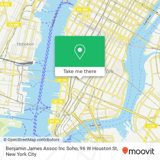 Benjamin James Assoc Inc Soho, 96 W Houston St map