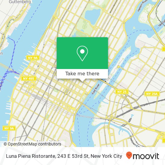 Mapa de Luna Piena Ristorante, 243 E 53rd St