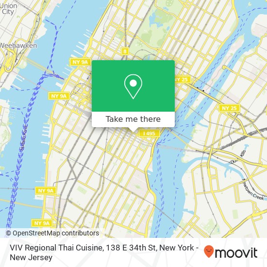 Mapa de VIV Regional Thai Cuisine, 138 E 34th St