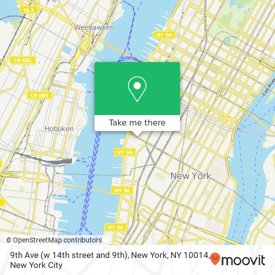 Mapa de 9th Ave (w 14th street and 9th), New York, NY 10014