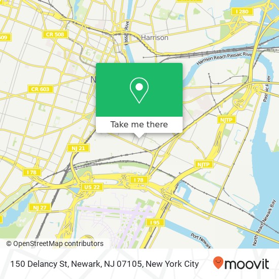 Mapa de 150 Delancy St, Newark, NJ 07105