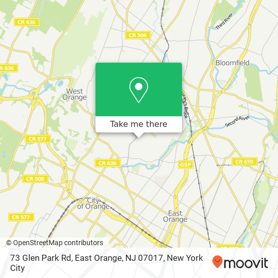 Mapa de 73 Glen Park Rd, East Orange, NJ 07017