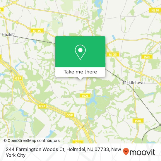 Mapa de 244 Farmington Woods Ct, Holmdel, NJ 07733