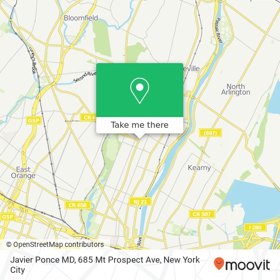 Javier Ponce MD, 685 Mt Prospect Ave map