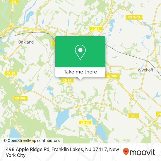 Mapa de 498 Apple Ridge Rd, Franklin Lakes, NJ 07417