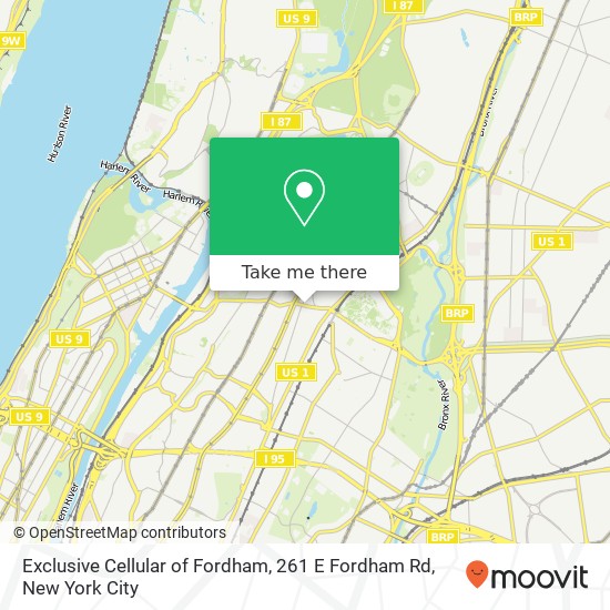 Mapa de Exclusive Cellular of Fordham, 261 E Fordham Rd