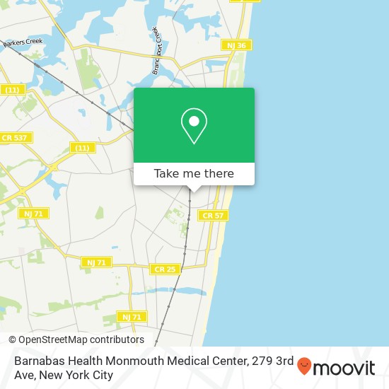 Mapa de Barnabas Health Monmouth Medical Center, 279 3rd Ave