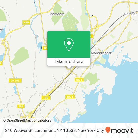 Mapa de 210 Weaver St, Larchmont, NY 10538