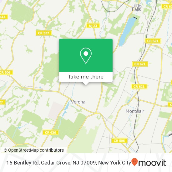 Mapa de 16 Bentley Rd, Cedar Grove, NJ 07009