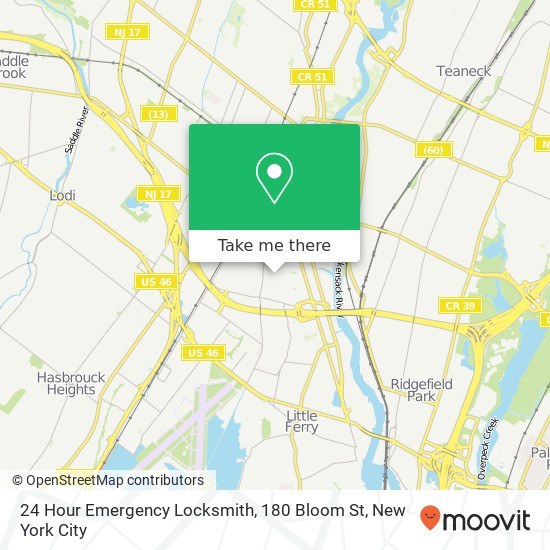 24 Hour Emergency Locksmith, 180 Bloom St map