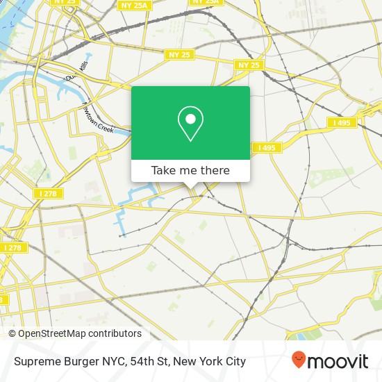 Supreme Burger NYC, 54th St map