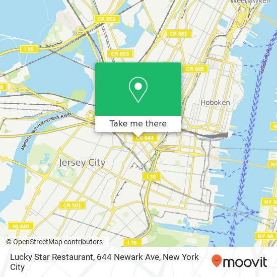 Lucky Star Restaurant, 644 Newark Ave map