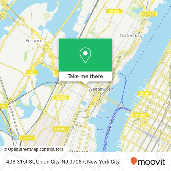 Mapa de 408 31st St, Union City, NJ 07087