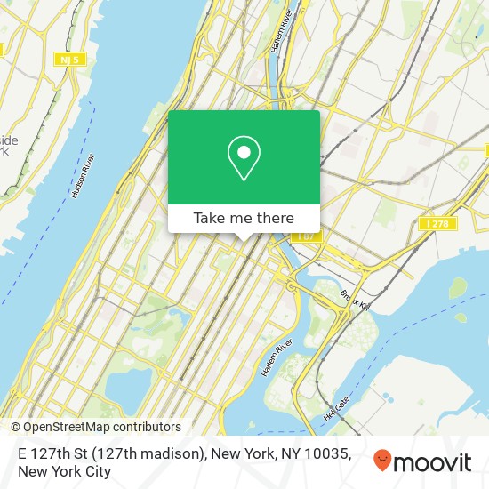 Mapa de E 127th St (127th madison), New York, NY 10035