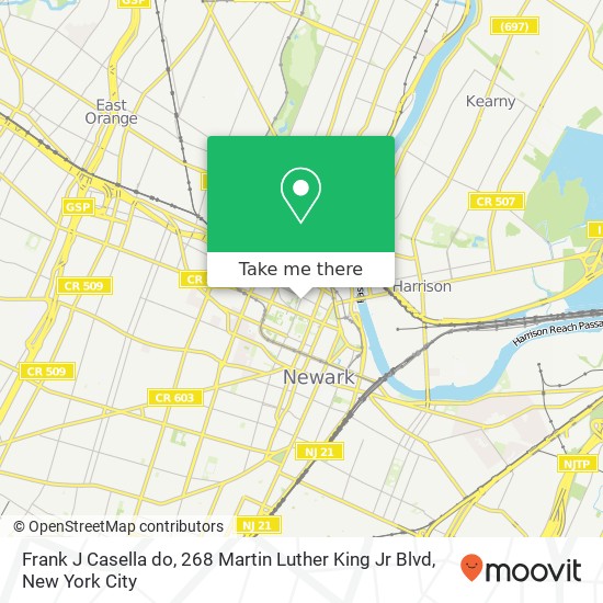 Mapa de Frank J Casella do, 268 Martin Luther King Jr Blvd