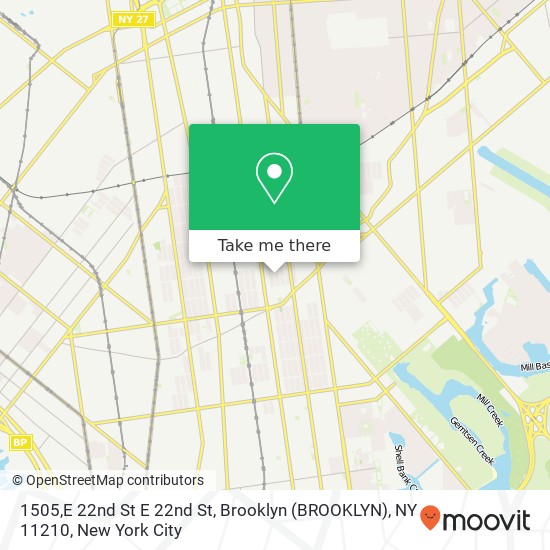 1505,E 22nd St E 22nd St, Brooklyn (BROOKLYN), NY 11210 map