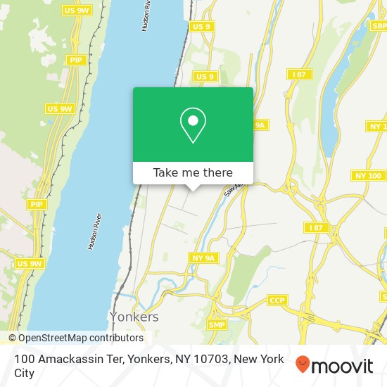 Mapa de 100 Amackassin Ter, Yonkers, NY 10703