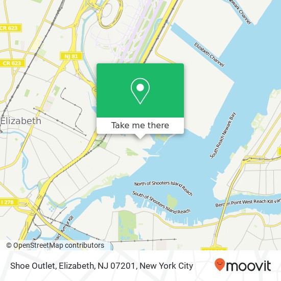 Mapa de Shoe Outlet, Elizabeth, NJ 07201