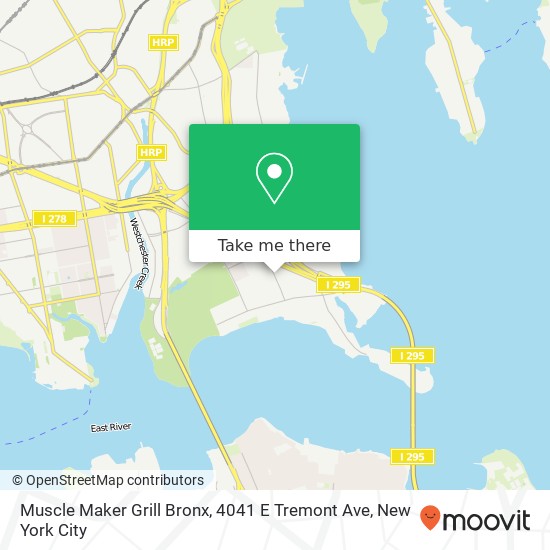 Mapa de Muscle Maker Grill Bronx, 4041 E Tremont Ave