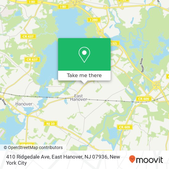 Mapa de 410 Ridgedale Ave, East Hanover, NJ 07936
