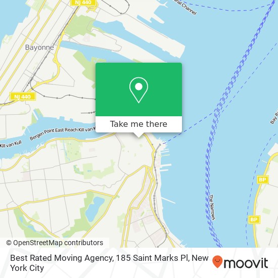 Mapa de Best Rated Moving Agency, 185 Saint Marks Pl