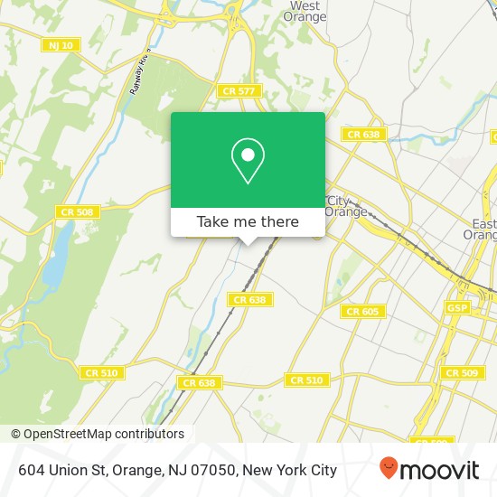 Mapa de 604 Union St, Orange, NJ 07050