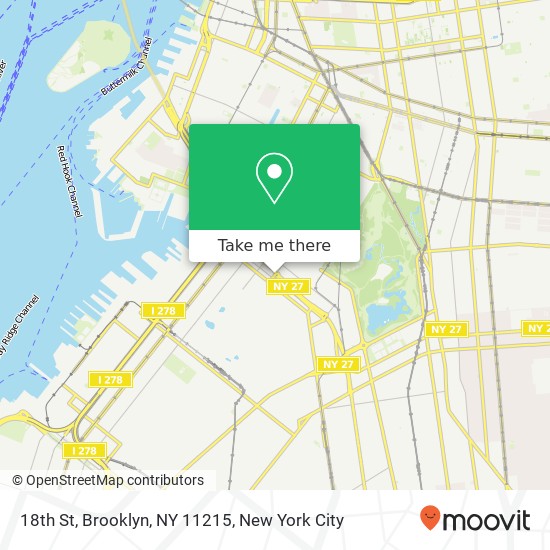 Mapa de 18th St, Brooklyn, NY 11215