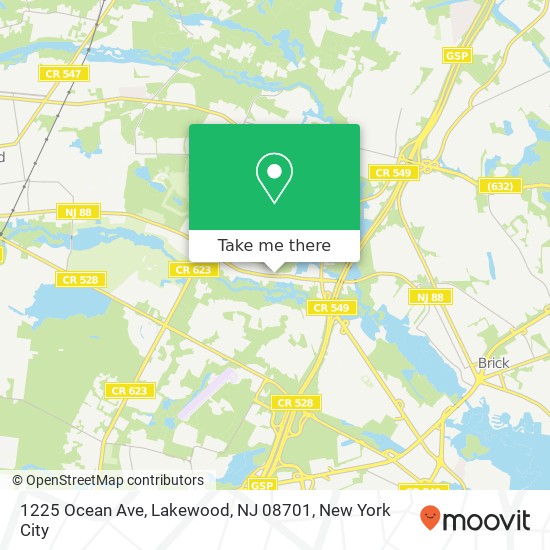 Mapa de 1225 Ocean Ave, Lakewood, NJ 08701