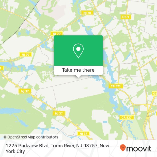 Mapa de 1225 Parkview Blvd, Toms River, NJ 08757