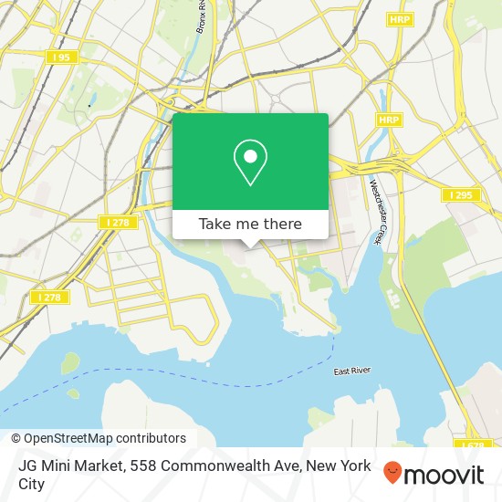 Mapa de JG Mini Market, 558 Commonwealth Ave